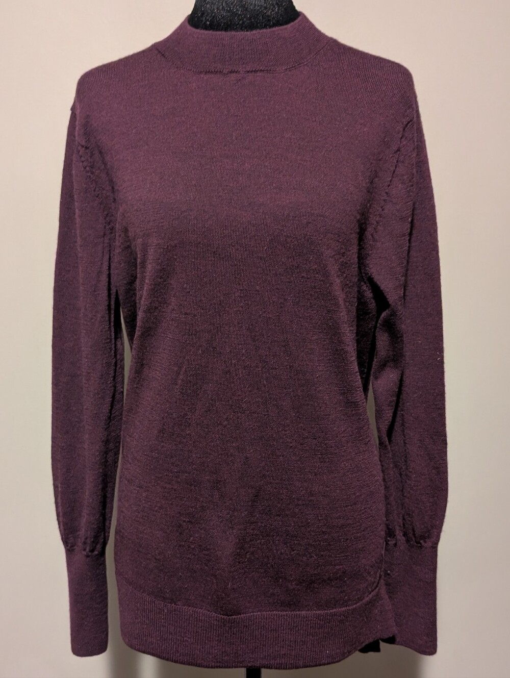 Badgley Mischka Plum Mock Neck Long Sleeve Sweater